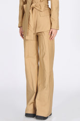 Pantalones anchos de cintura alta - Mostaza